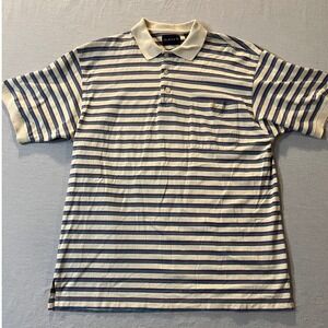 Gant Mens Large Striped Polo Shirt Short Sleeve Pocket Cream Multi Color